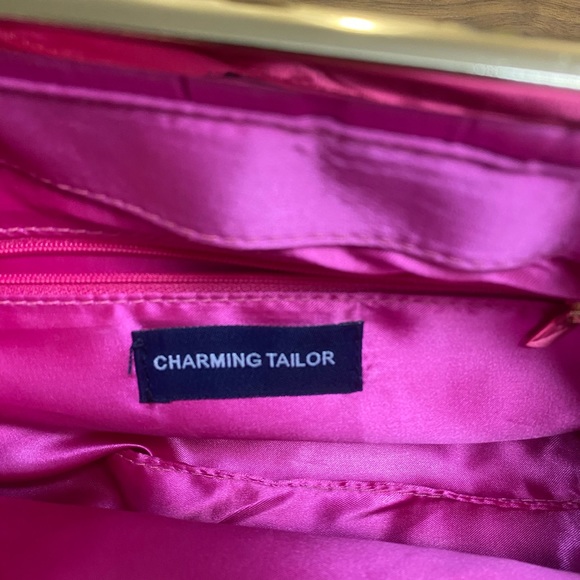 Charming Tailor Hot Pink Satin Evening Clutch Bag Chain Strap - Picture 8 of 8